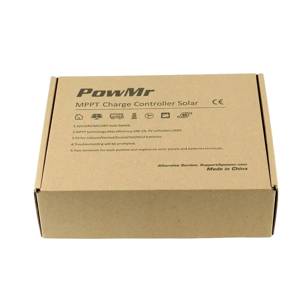PowMr MPPT 60A контроллер солнечного заряда 12 В 24 в 36 48 авто для Max 190VDC PV вход
