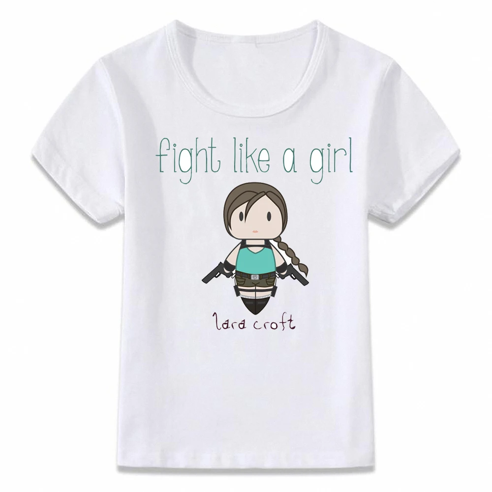 oal160e Детская футболка с надписью «Fight Like A Girl Samus Chun Li Sailor Moon Lara Croft» Футболка для малыша oal160 - Цвет: oal160e