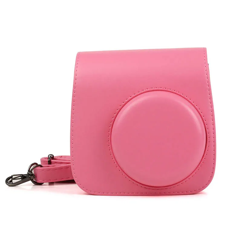 Flamingo Pink Bag Protective Case Waterproof PU Leather Bag with Shoulder Strap+96 Pockets Photo Album for Fuji Fujifilm Instax Mini 9/8/7s Camera - Цвет: Flamingo Pink Bag