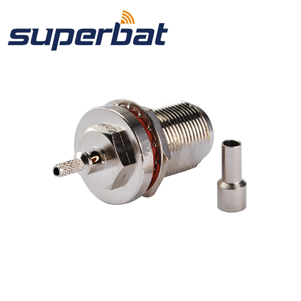 Superbat 10pcs N Crimp Female Bulkhead O-ring RF Connector for RG174 RG178 1.13mm 1.37mm Cable