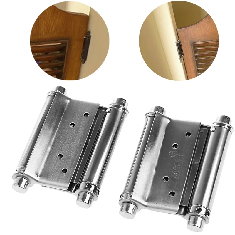 

2Pcs 3" Inch Stainless Steel Double Action Spring Hinge Saloon Cafe Door Swing 1.5MM Suitable Door Thickness: 2.5-3.5cm Silver