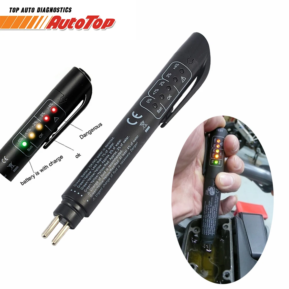 Тестер тормозной жидкости 5 светодиодный контроль качества масла ручка тестер