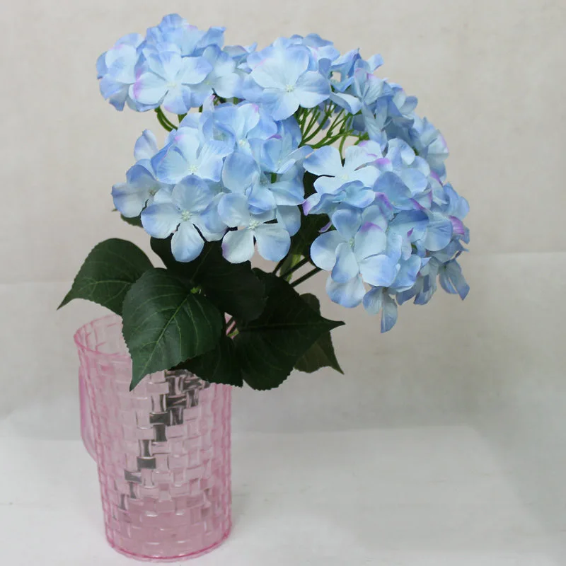 7 веток настоящий сенсорный Искусственный цветок из шелка Гортензия лист