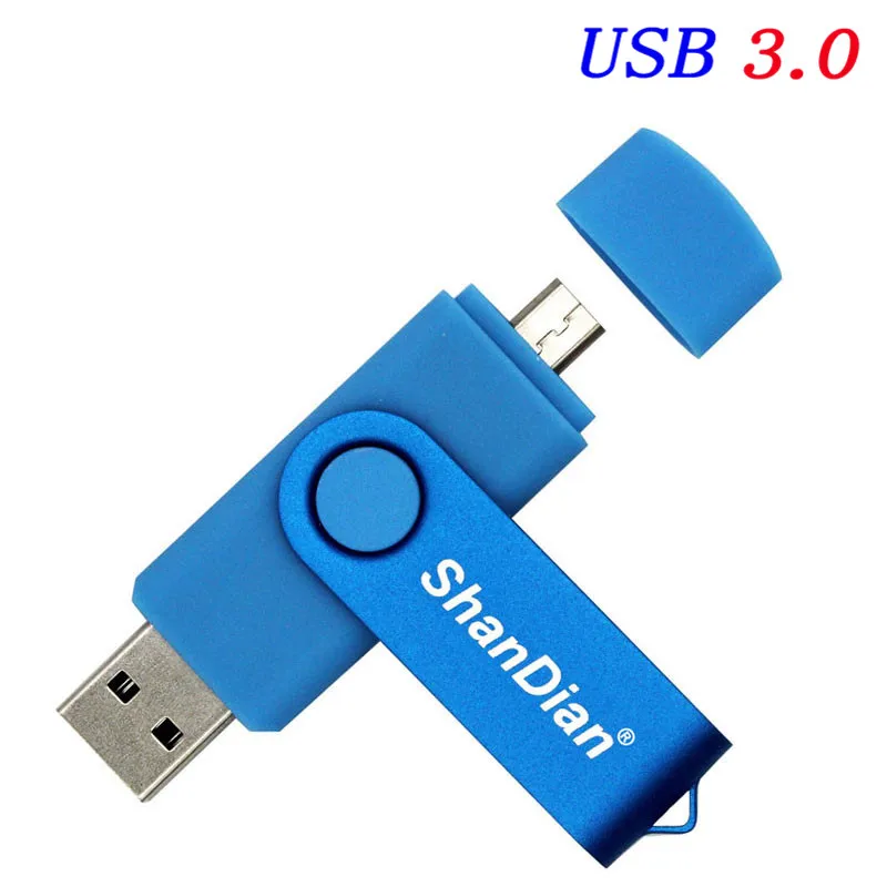 SHANDIAN USB 3,0 Смартфон USB флеш-накопитель OTG Флешка 8G/16G/32G/64GB флеш-накопитель U диск - Цвет: Blue