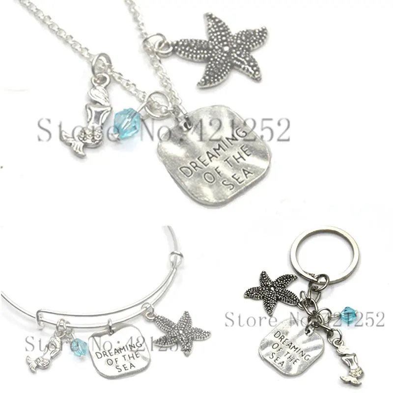12 шт. мечтать о море штампованный Шарм ожерелье брелок браслет подлинный Aqua Sea Glass