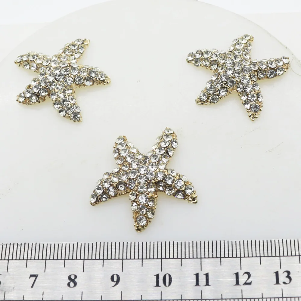 Новинка 5 шт./лот 32 мм Морская звезда жемчуг стразы металлическая плоская задняя