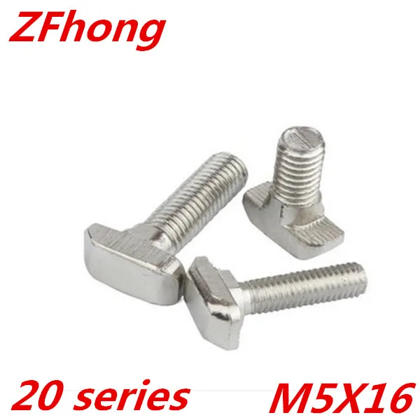 

50pcs M5*16 Nickel Plated Carbon Steel Hammer Head Bolt Aluminum Connector T Head Screws For 2020 Aluminum Profile