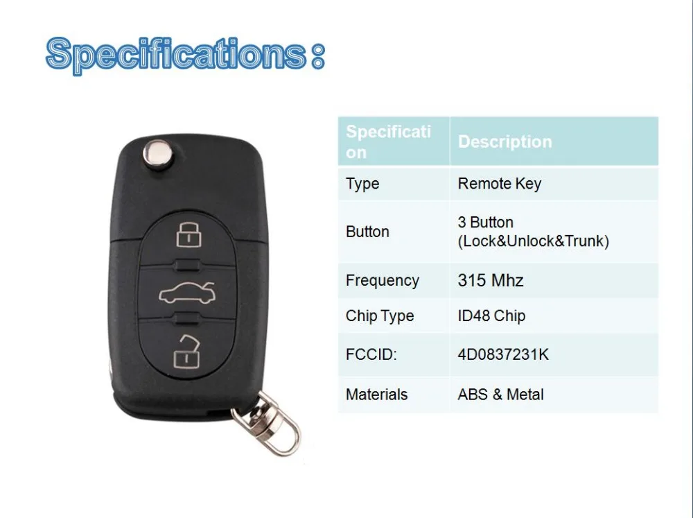 BHKEY 3 кнопки 433 мГц удаленной машине ключ для AUDI 4D0837231K 4D0837231A Flip Fold ID48 чип для A3 A4 A6 A8 старые модели