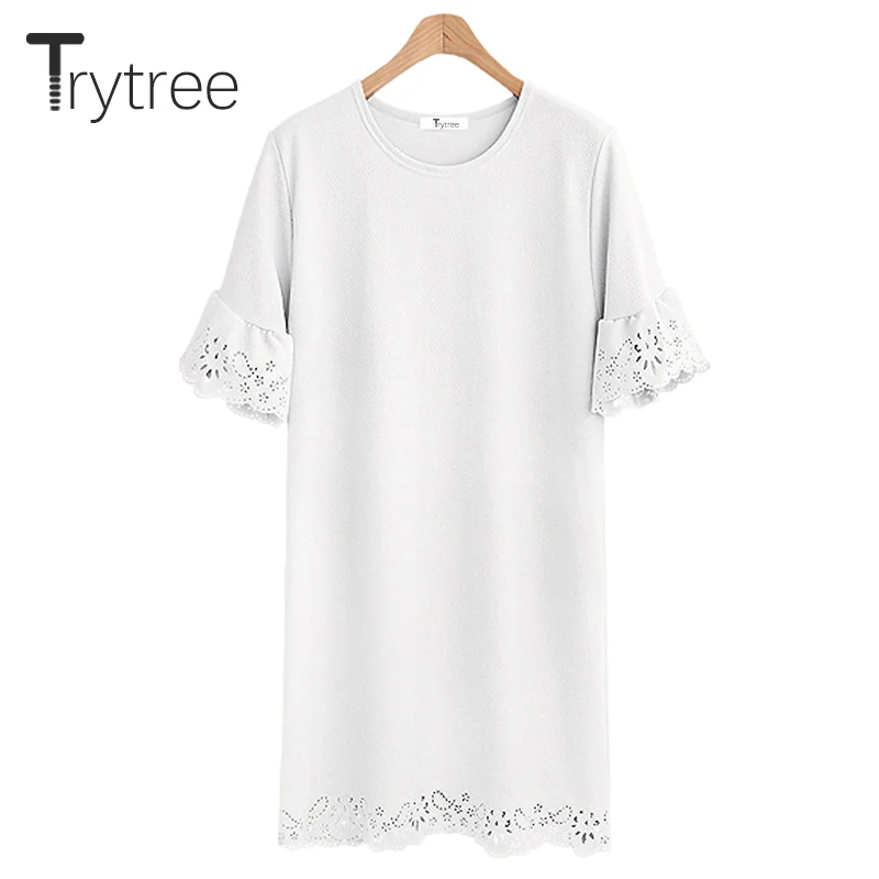 Летнее осеннее платье Trytree женское повседневное однотонное рубашка с коротким