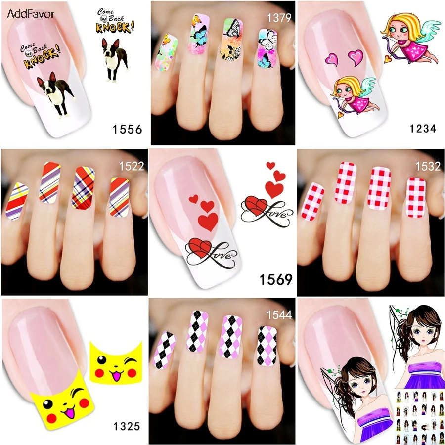 AddFavor 4 шт. стикер для дизайна ногтей Мультяшные животные бабочка сексуальная