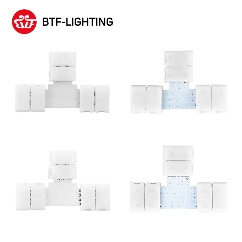 T shape Connector 2pin/3pin/4pin/5pin угловой разъем 8 мм/10 мм/12 мм Ширина T/L/X форма Solderless разъем Ws2811 Ws2812b Светодиодные ленты без пайки - Испускаемый цвет: T shape Connector