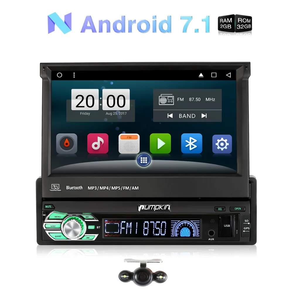 Тыквы 1 Din 7 'ƍ автомобилей Радио нет dvd плеер gps навигации 4 ядра 2G Оперативная