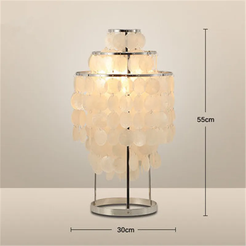 Настольная лампа в стиле модерн Раковины Capiz полированный хром Настольный