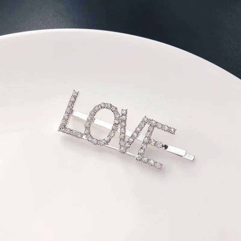 1Pc Shining Letter Hairpins Crystal Shiny Rhinestones Letters Hair Clips Women Styling Tool Hairgrip Jewelry Hair Accessories