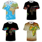 Футболка Мужскаяженская с коротким рукавом, модная рубашка с 3D-принтом карты мира, свитшот, лето