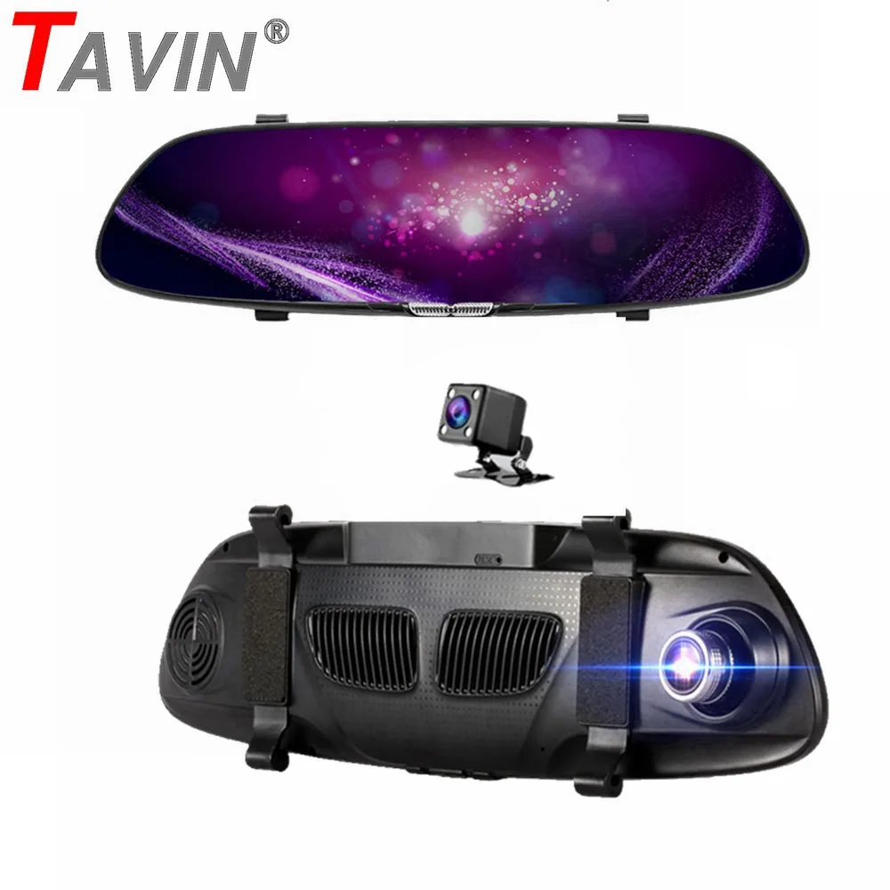Видеорегистратор TAVIN Full HD 1080P 7 дюймов с сенсорным экраном зеркалом заднего вида dvr