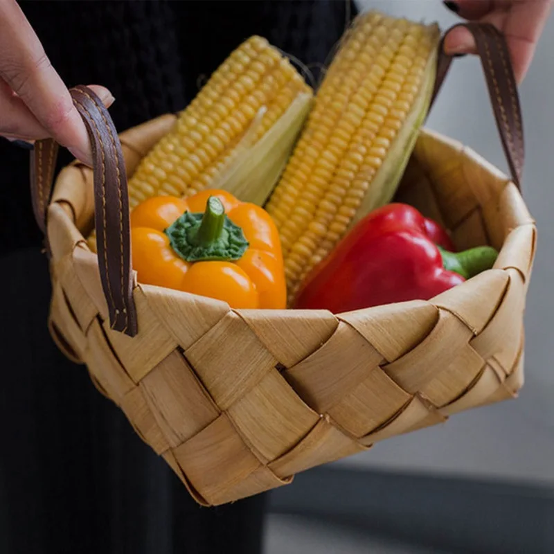 Креативная плетеная корзина для хранения деревянных чипсов ручной работы