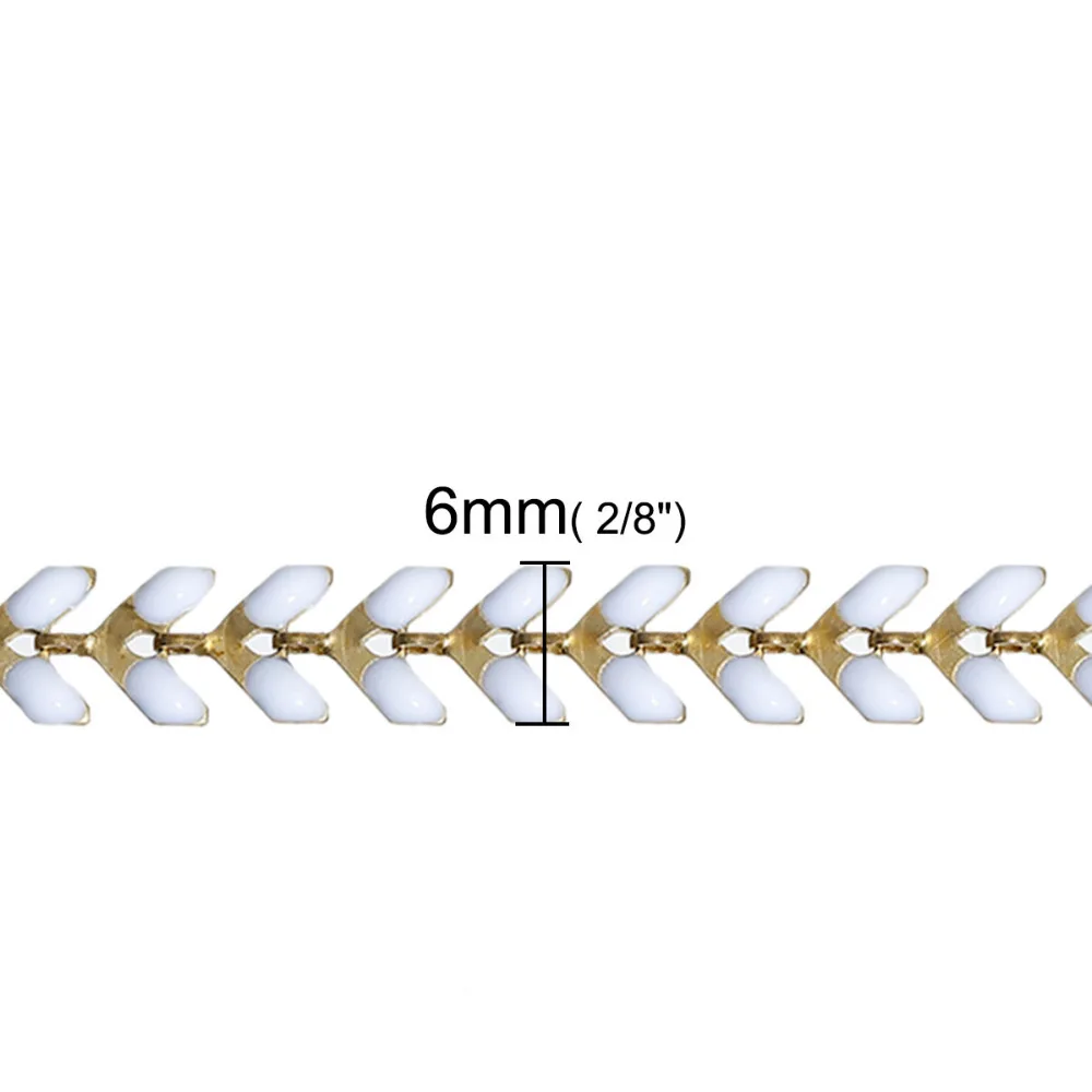 DoreenBeads медные Spiky цепи золотой цвет белая эмаль 6 мм (2/8 дюйма) 1 шт. (Приблизительно 0
