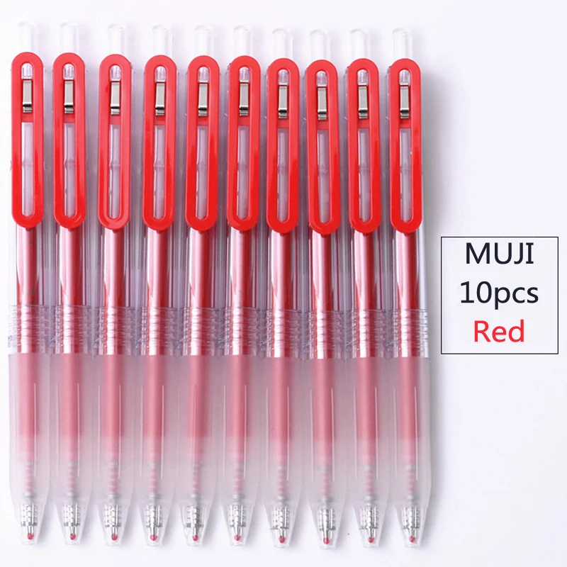 5/10 шт. MUJI гелевая ручка цвет: черный, синий красные чернила гладкая Пресс пишущие ручки милые Цвет набор ручек для офиса школы стационарные экзамен - Цвет: 10pcs red