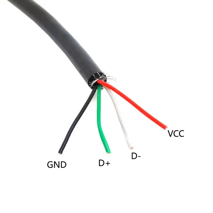 USB 2 0 Тип гнездо для 4 провода открытый кабель DIY OEM черный цвет 30 см U2-315-0.3M - купить