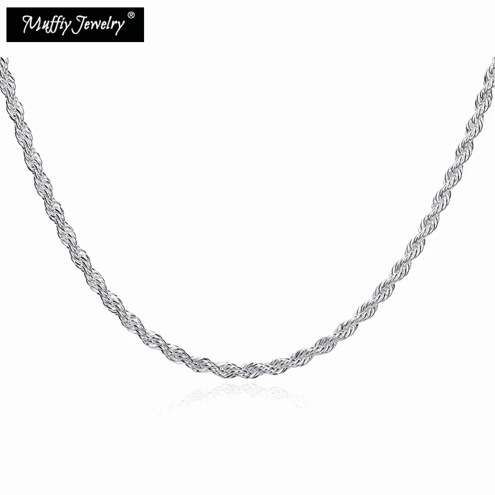 

3mm Twisted Singapore Chain Link,Europe 925 Sterling Silver Chains Necklace Trendy Jewelry Fit Pendant Gift For Men & Women