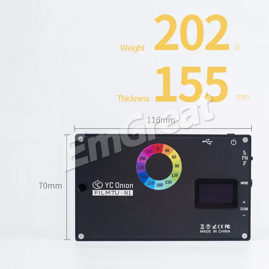 YC лук FILMTU-N1 RGB Полноцветный Светодиодный светильник для видео 2400-10000K регулируемый 0- бесступенчатый затемняющий светодиодный дисплей 11 предварительно запрограммированный