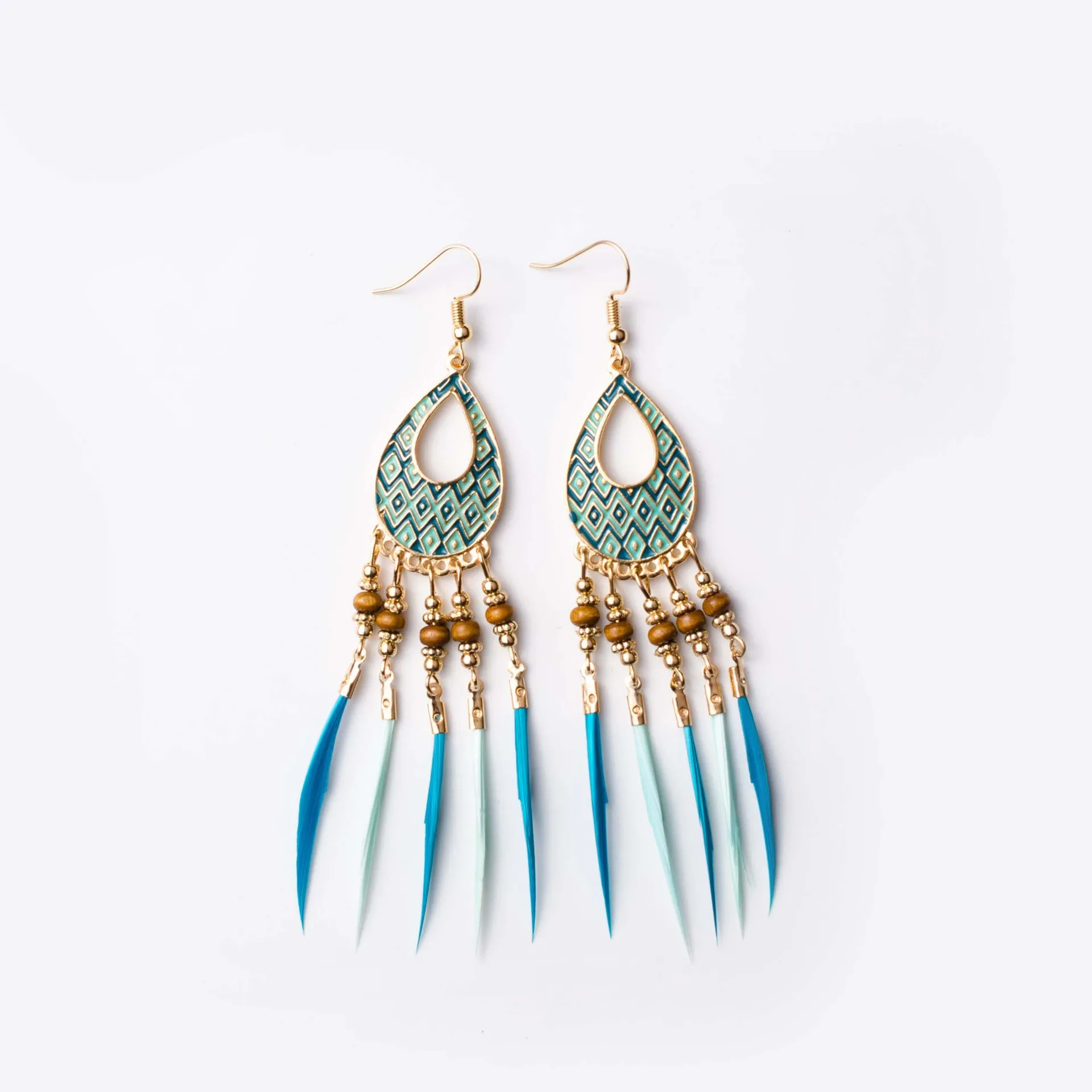 Vonne Feather earrings fashion earing for women 2018 bling Trendy Stainless Steel | Украшения и аксессуары