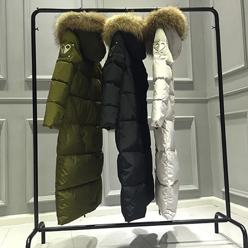 Женская зимняя куртка с капюшоном и мехом енота средней длины|coat down|coats coatscoat padded |