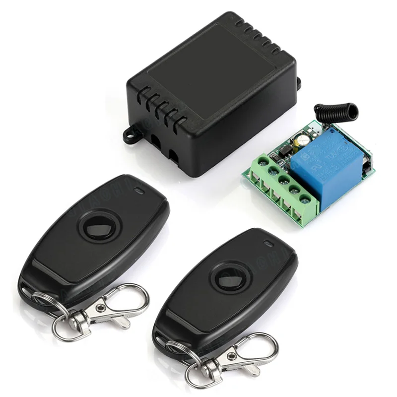 1 Receiver and 2 RC QIACHIP 433 МГц Универсальный беспроводной переключатель дистанционного управления DC 12 В 1CH релейный модуль приемника RF передатчик электронный замок управления - Цвет: 1 Receiver and 2 RC
