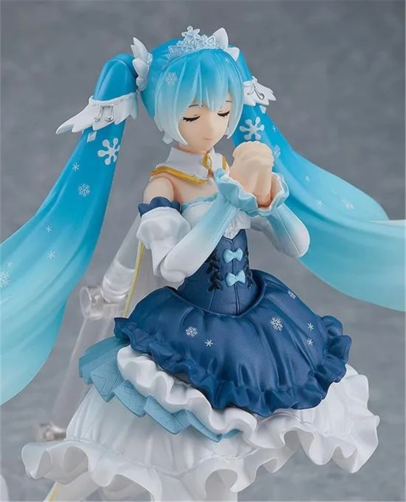 Аниме Вокалоид Хацунэ Мику Figma EX-054 Снежная Мику Снежная принцесса вер. ПВХ фигурка Коллекционная модель детские игрушки кукла подарок