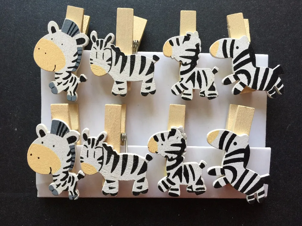 120 шт. деревянные зажимы в виде зебры Деревянные прищепки для фотобумаги