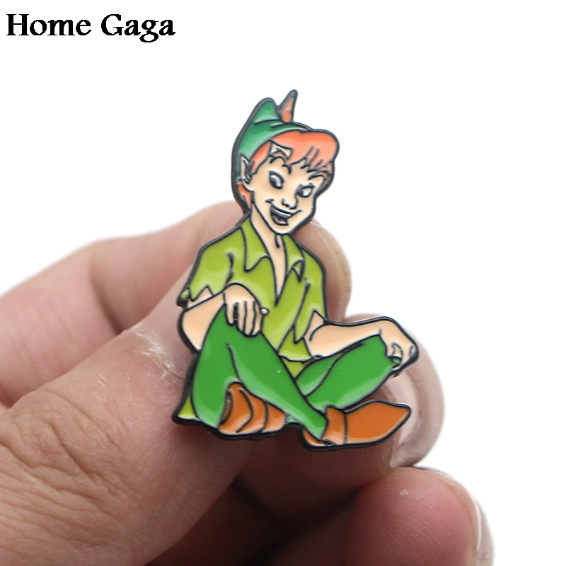 Homegaga Питер Пэн 90s винтажный цинковый галстук мультфильм забавные булавки рюкзак Броши Одежда для мужчин и женщин украшение на шляпку для значков медалей D1863