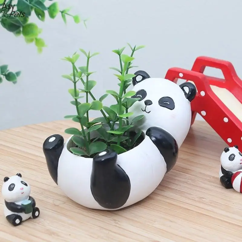 AsyPets прекрасный панда в форме суккулентов контейнер для растений маленький