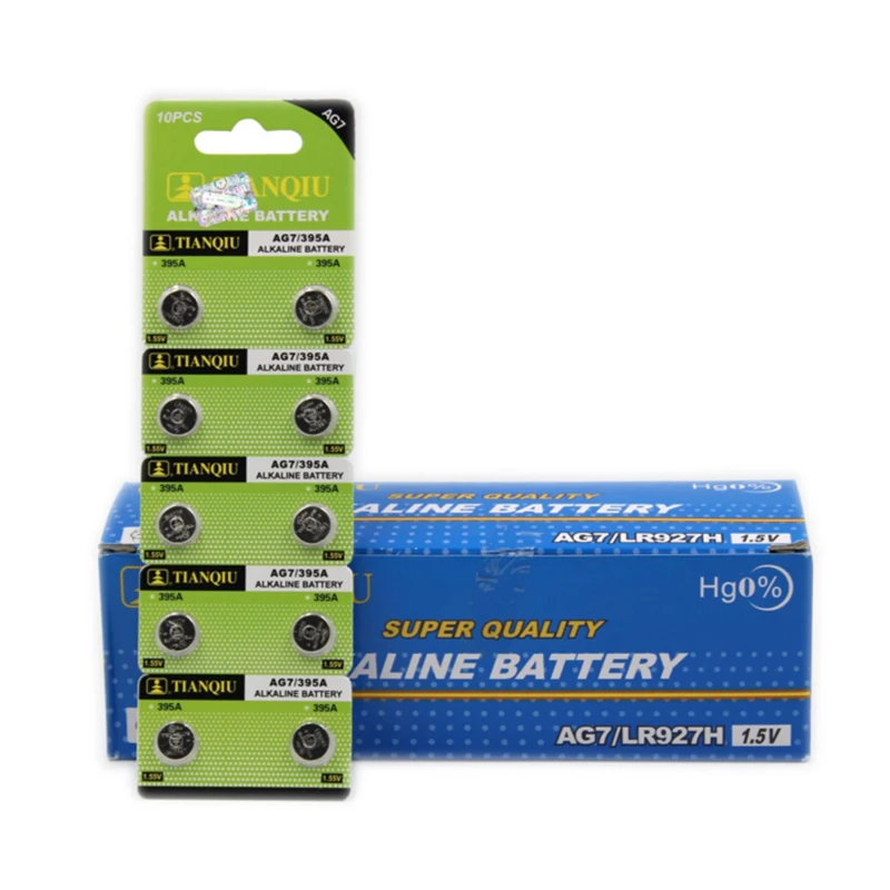 10 шт./лот 1 карты AG7 Li Ion 55 V Кнопочная батарея Щелочная LR927 LR57 SR927W 399 GR927 395A для часов