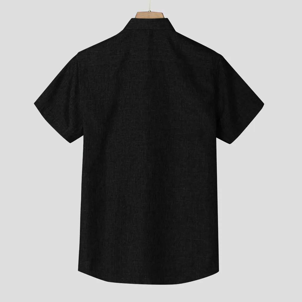 Men Cotton Linen Shirts Solid Casual Streetwear Short Sleeve Shirt Male Shirt Camisas Hombre Chemise Men's Shirts Top Clothes