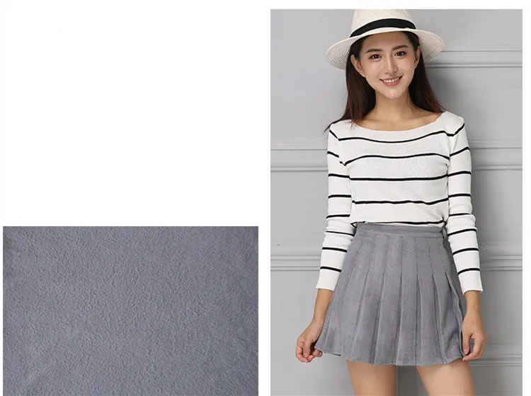 Autumn Winter Female Suede Faux High Waist Midi School Skirts Japanese Mini Pleated Leather Skirt Girls