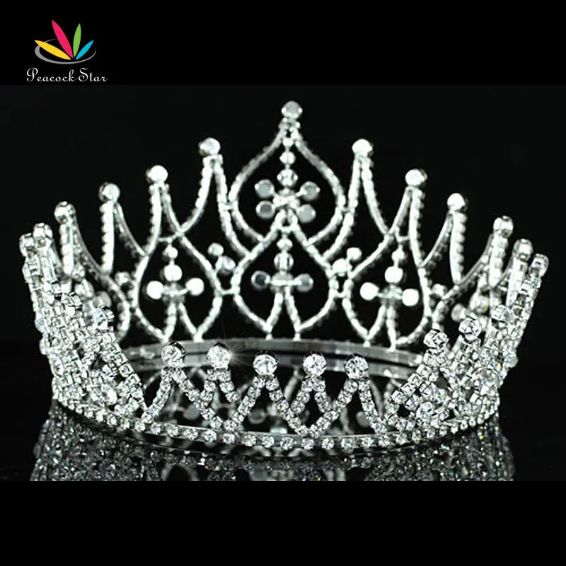 

Peacock Star Bridal Wedding Party High Quality Pageant Beauty Contest Crystal Full Circle Round 4.25" Tiara Crown CT1581