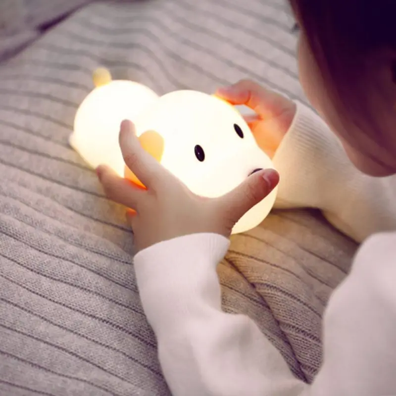 Светодиодный перезаряжаемый мягкий ночник USB Щенок Животное силиконовая