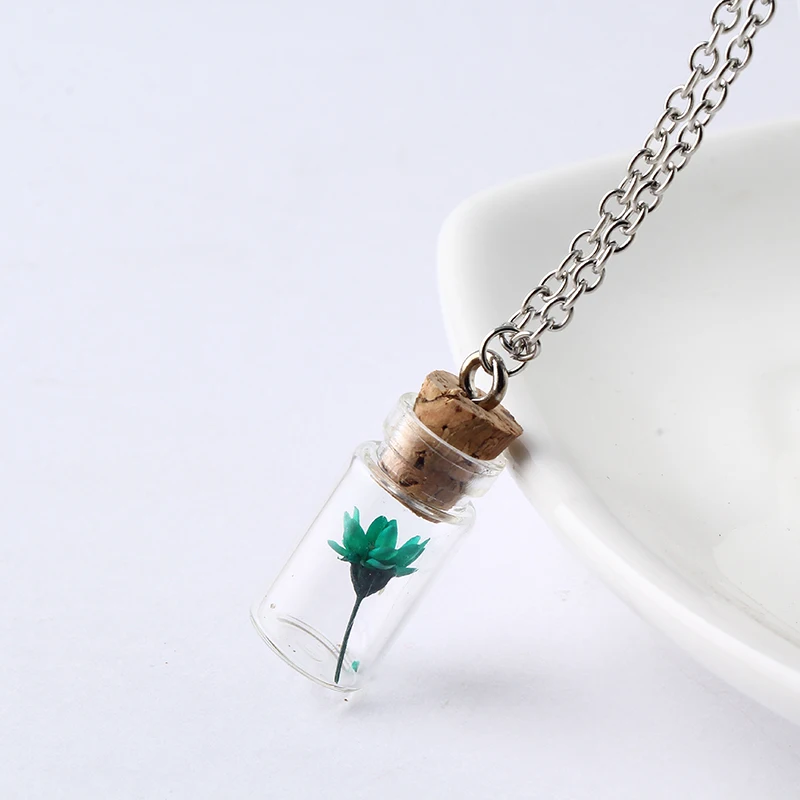 2018 Модные женские ювелирные изделия подвеска ожерелье из стекла сухие цветы с