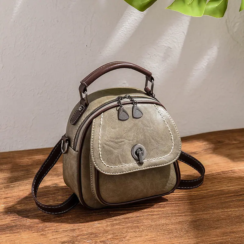 Gray Green RanHuang Модный женский маленький рюкзак из искусственной кожи, рюкзак для девочек, сумки на плечо, повседневные Рюкзаки, mochila feminina A1415 - Цвет: Gray Green