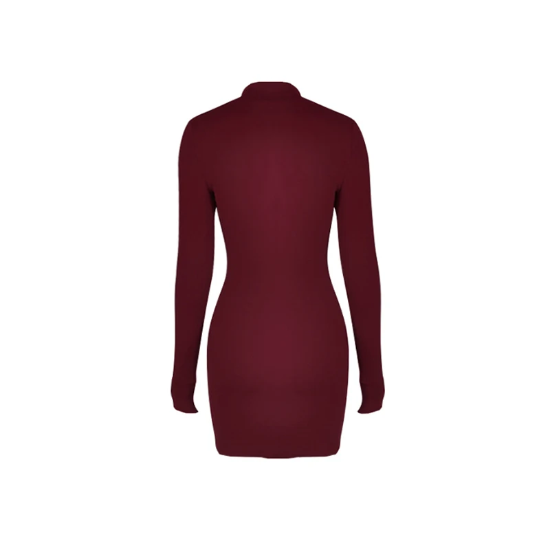 High Quality Women Dress Plus Size Winter Dresses Female Tight Bodycon Long Sleeve Clothing Streetwear Turtleneck Sexy | Женская одежда