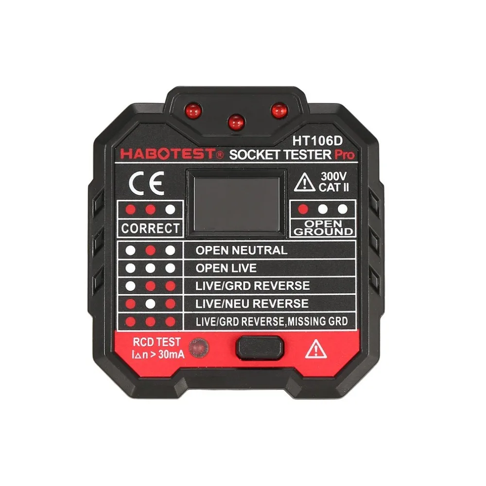 HABOTEST HT106D Socket Testers Voltage Test detector EU Plug Ground Zero Line Polarity Phase Check dropshipping | Инструменты