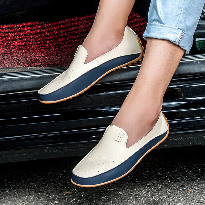 High Quality Flats Brand Spring and Autumn Causal Shoes Men Loafers Leather Moccasins Driving Big size 36-47 | Обувь