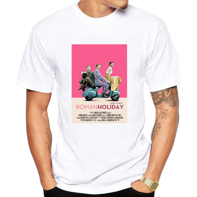 Новая Римская Праздничная футболка Vespa Мужская Повседневная модная белая с