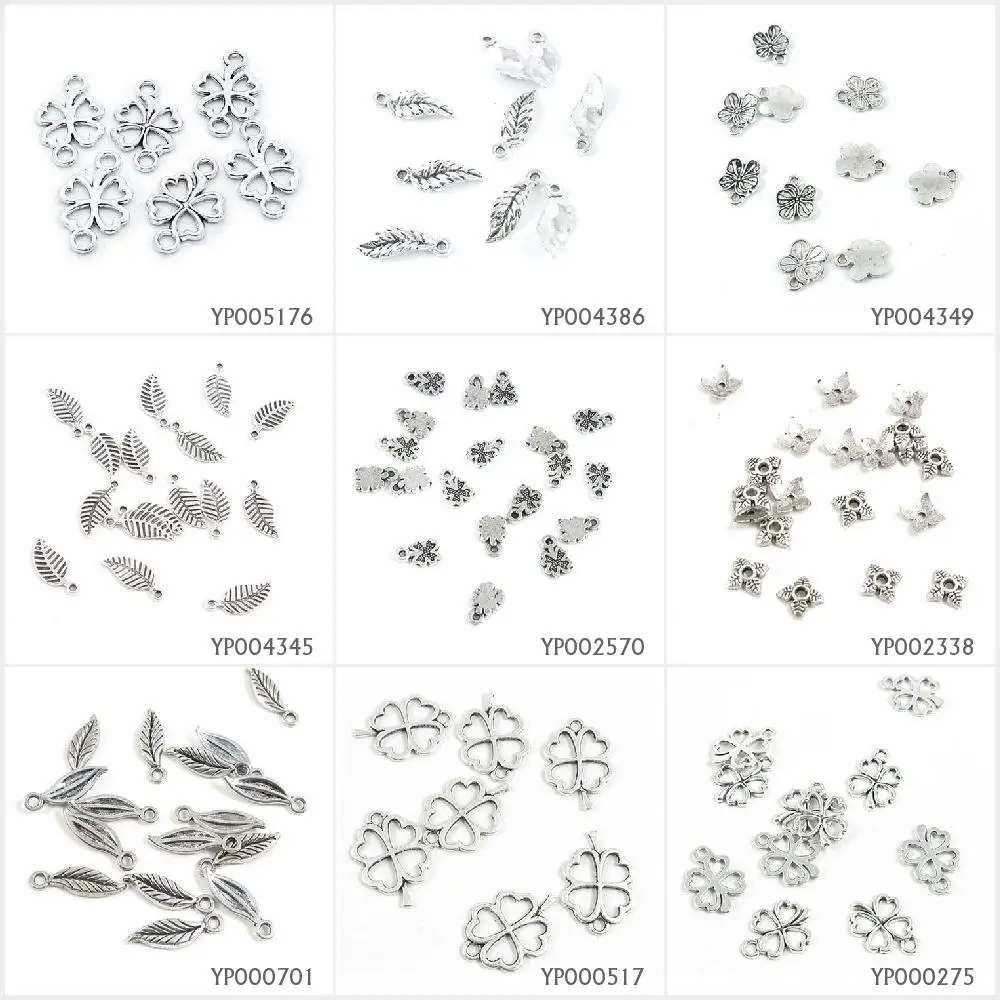 Античные посеребренные Подвески для изготовления украшений Lucky Clover Leaf Listen Spacer Beads