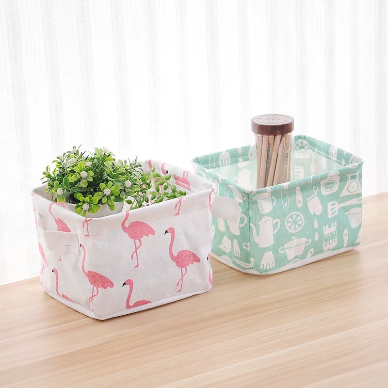 Квадратный Настольный Органайзер из хлопка и льна ящик для хранения мелочей