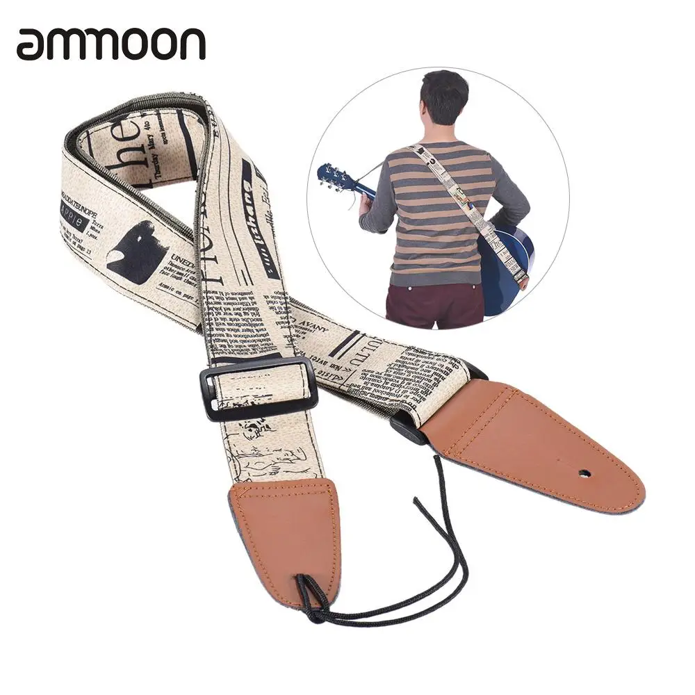 

Comfortable Adjustable Guitar Strap Shoulder Strap Synthetic Leather Ends for Acoustic Folk Classic Electric Guitars Bass