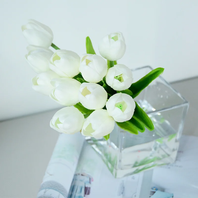 6 шт. Белый Искусственный тюльпан из искусственной кожи искусственные цветы для