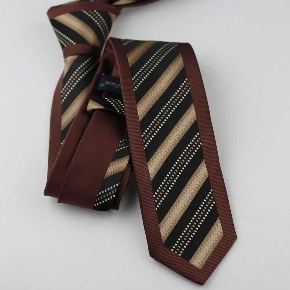 Мужские галстуки для костюма новый дизайн коричневая кайма с черным/белым
