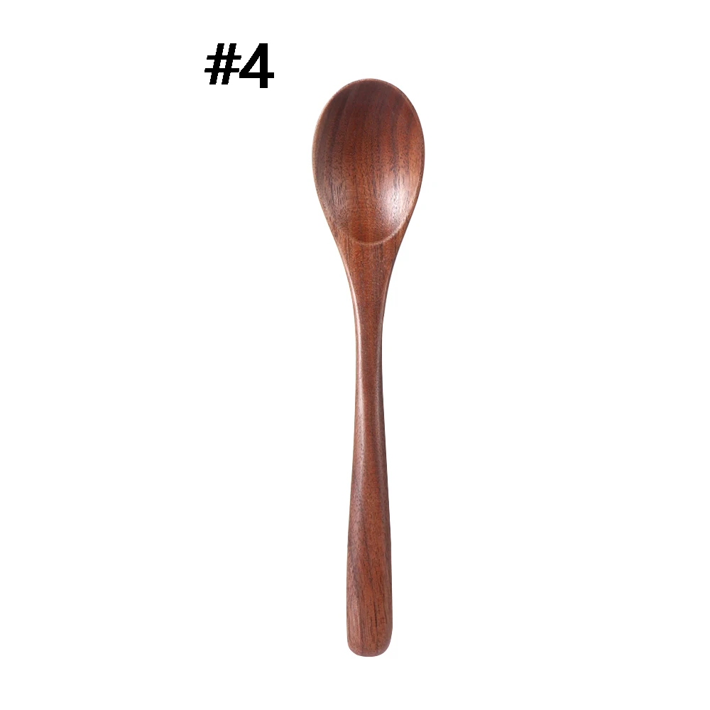 1pc Black Walnut Coffee Spoons Rice Shovel Condiment Scoop Tableware Wooden Soup Desserts Spoon Honey Tea Kitchenware - Цвет: 4